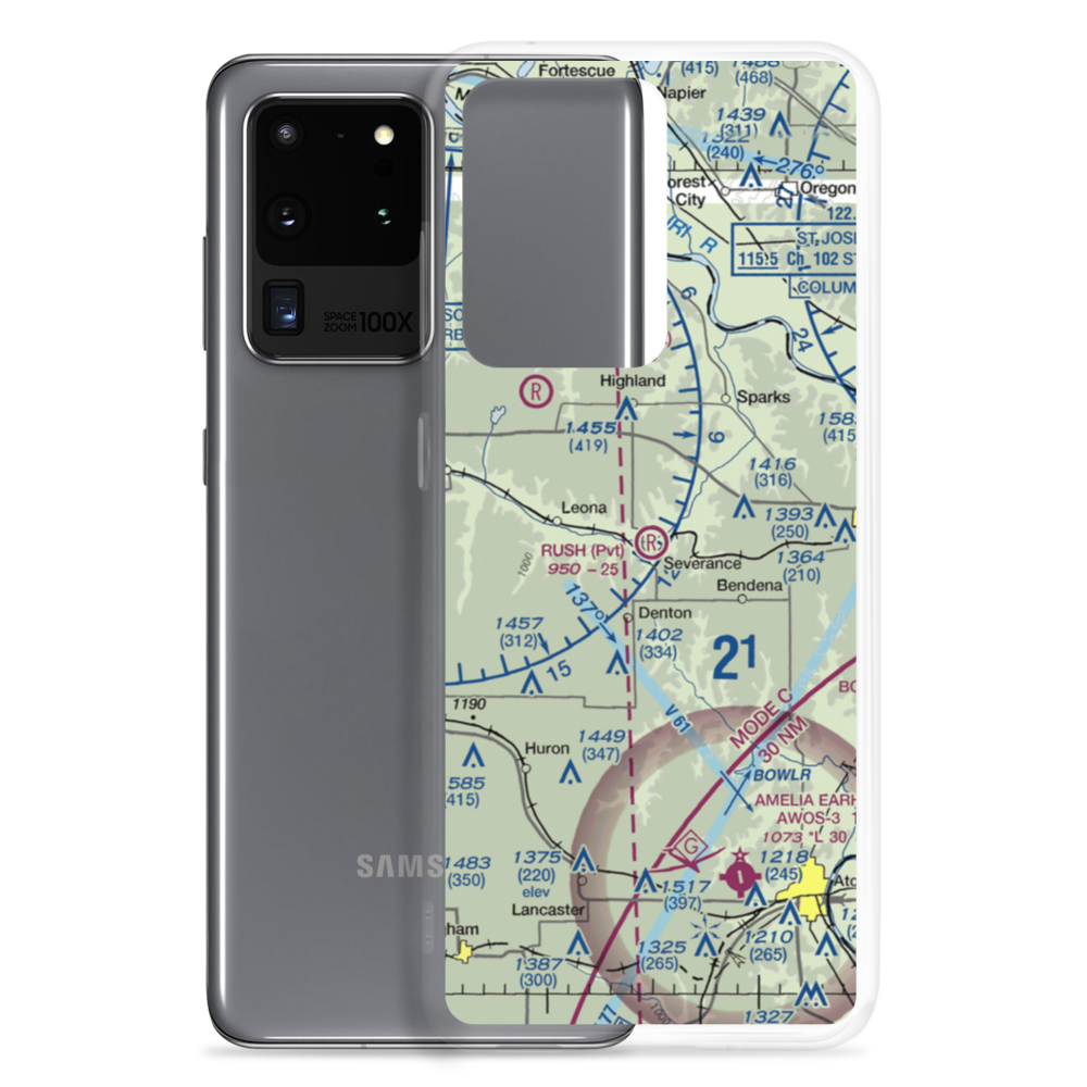 Rush Airport (2KS1) VFR Sectional Samsung Case Samsung Galaxy S20 Ultra model shown