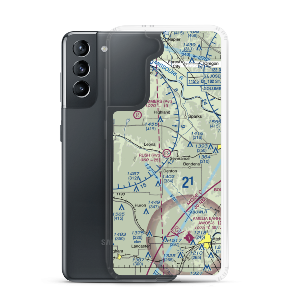 Rush Airport (2KS1) VFR Sectional Samsung Case Samsung Galaxy S21 model shown