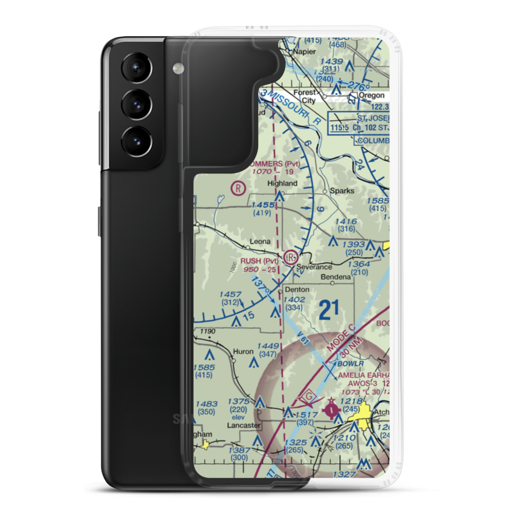 Rush Airport (2KS1) VFR Sectional Samsung Case Samsung Galaxy S21 Plus model shown