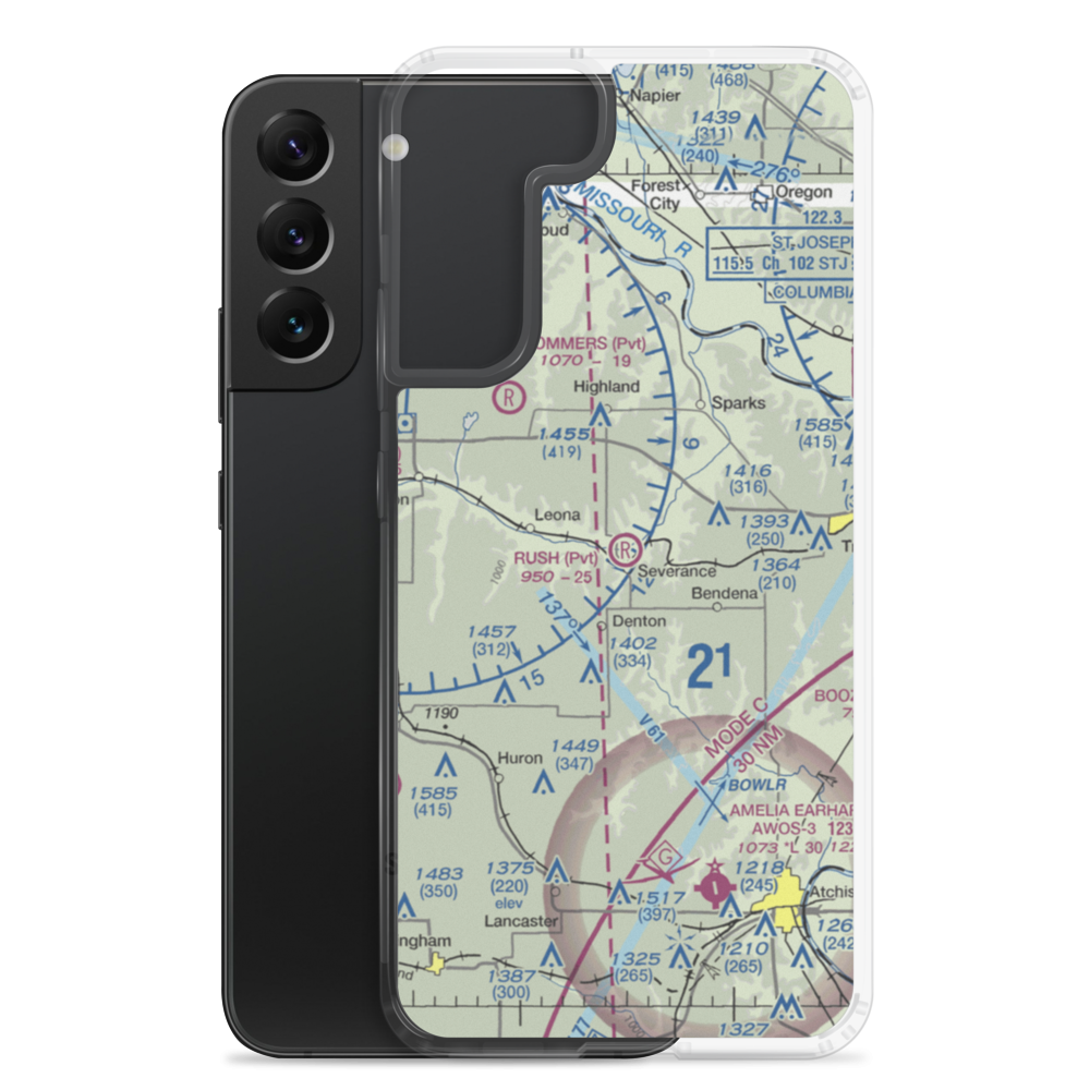 Rush Airport (2KS1) VFR Sectional Samsung Case Samsung Galaxy S22 Plus model shown