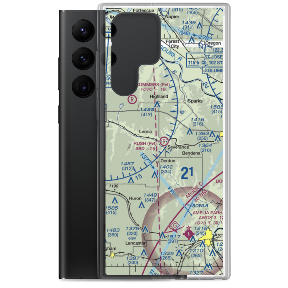Rush Airport (2KS1) VFR Sectional Samsung Case Samsung Galaxy S22 Ultra model shown