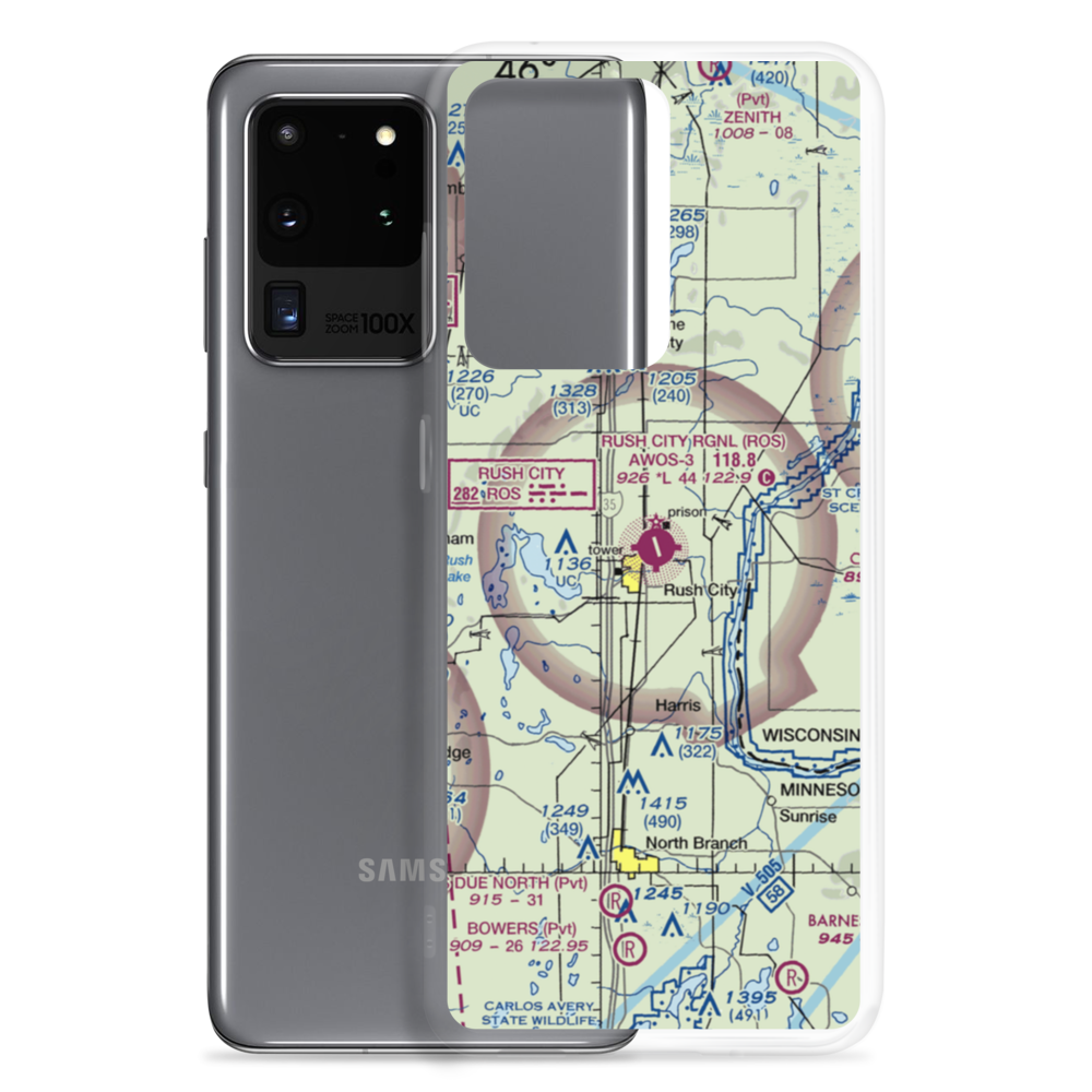 Rush City Regional Airport (ROS) VFR Sectional Samsung Case Samsung Galaxy S20 Ultra model shown