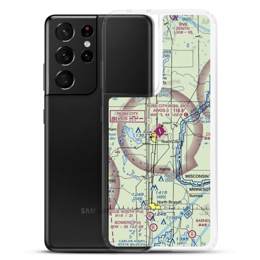 Rush City Regional Airport (ROS) VFR Sectional Samsung Case Samsung Galaxy S21 Ultra model shown