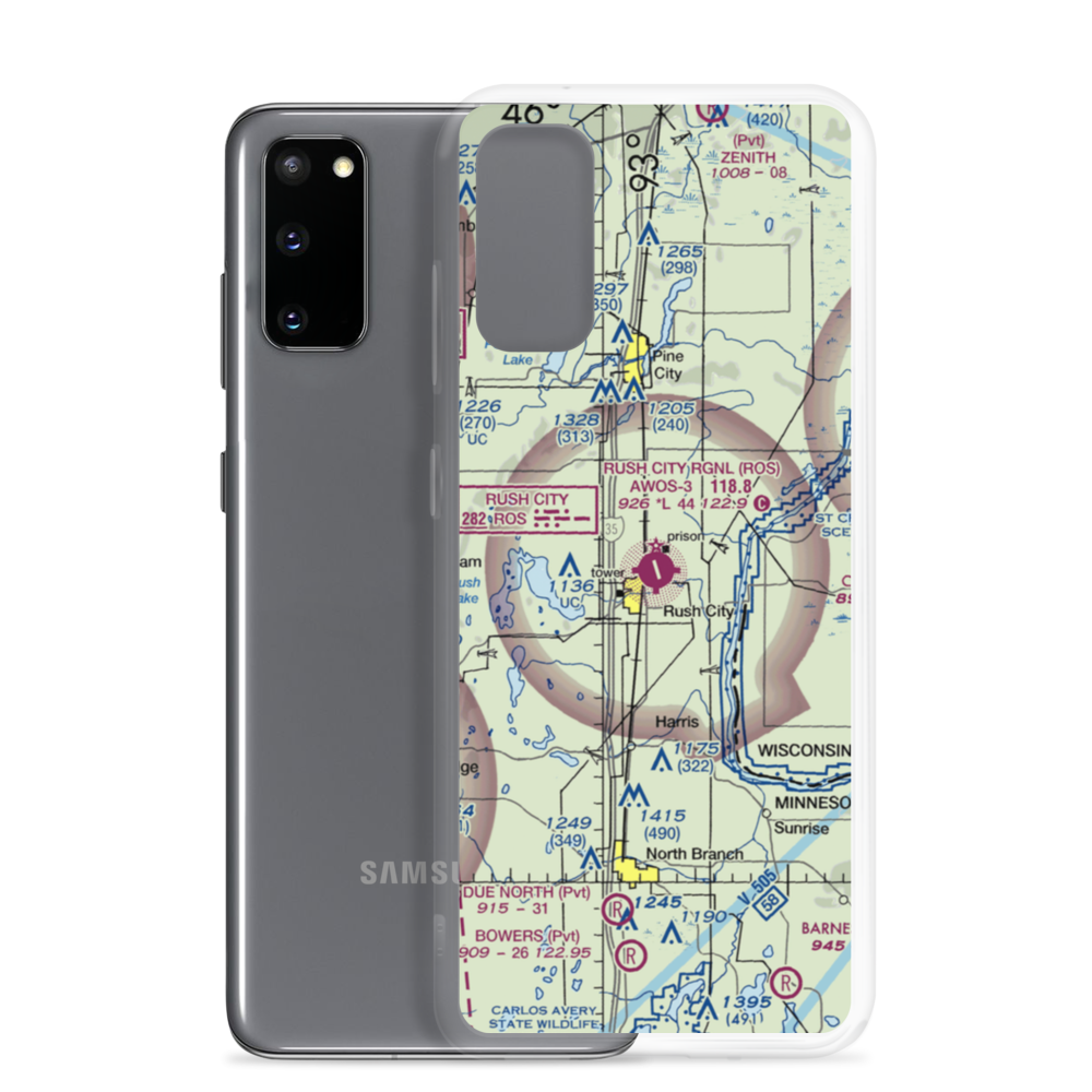 Rush City Regional Airport (ROS) VFR Sectional Samsung Case Samsung Galaxy S20 model shown