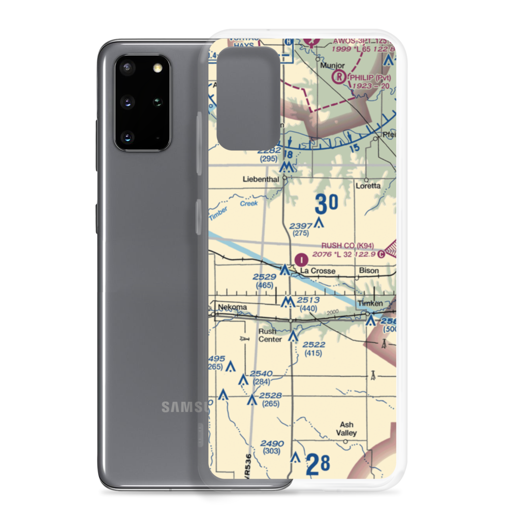 Rush County Airport (K94) VFR Sectional Samsung Case Samsung Galaxy S20 Plus model shown