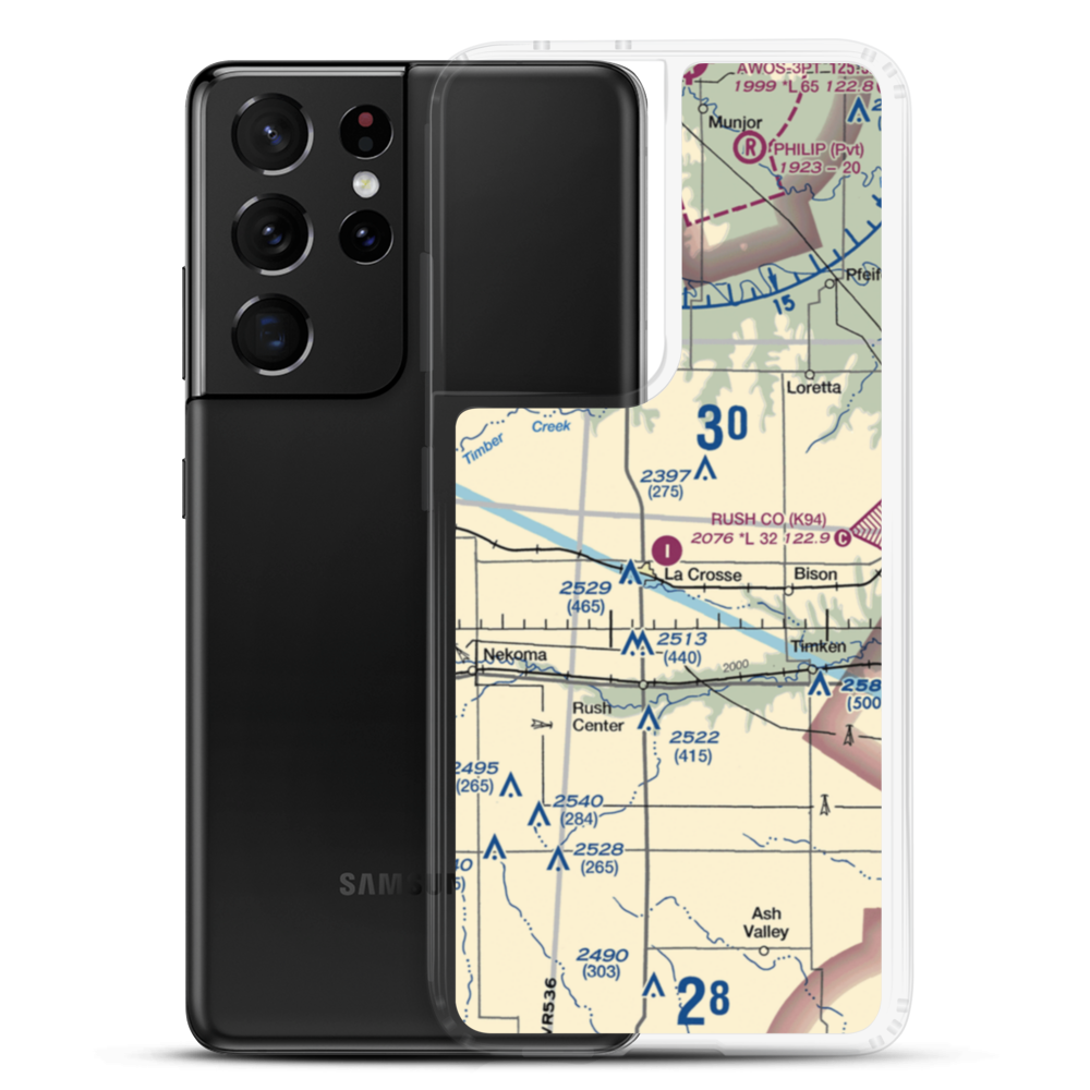Rush County Airport (K94) VFR Sectional Samsung Case Samsung Galaxy S21 Ultra model shown