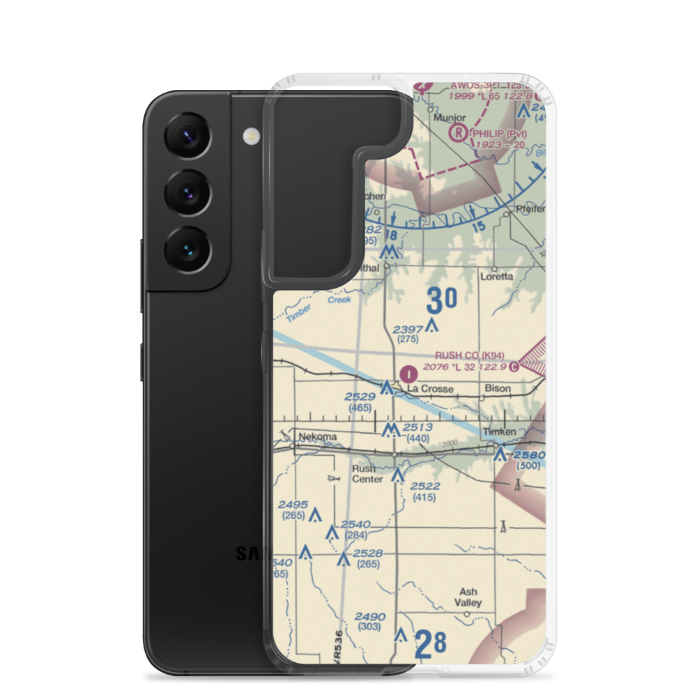 Rush County Airport (K94) VFR Sectional Samsung Case Samsung Galaxy S22 model shown