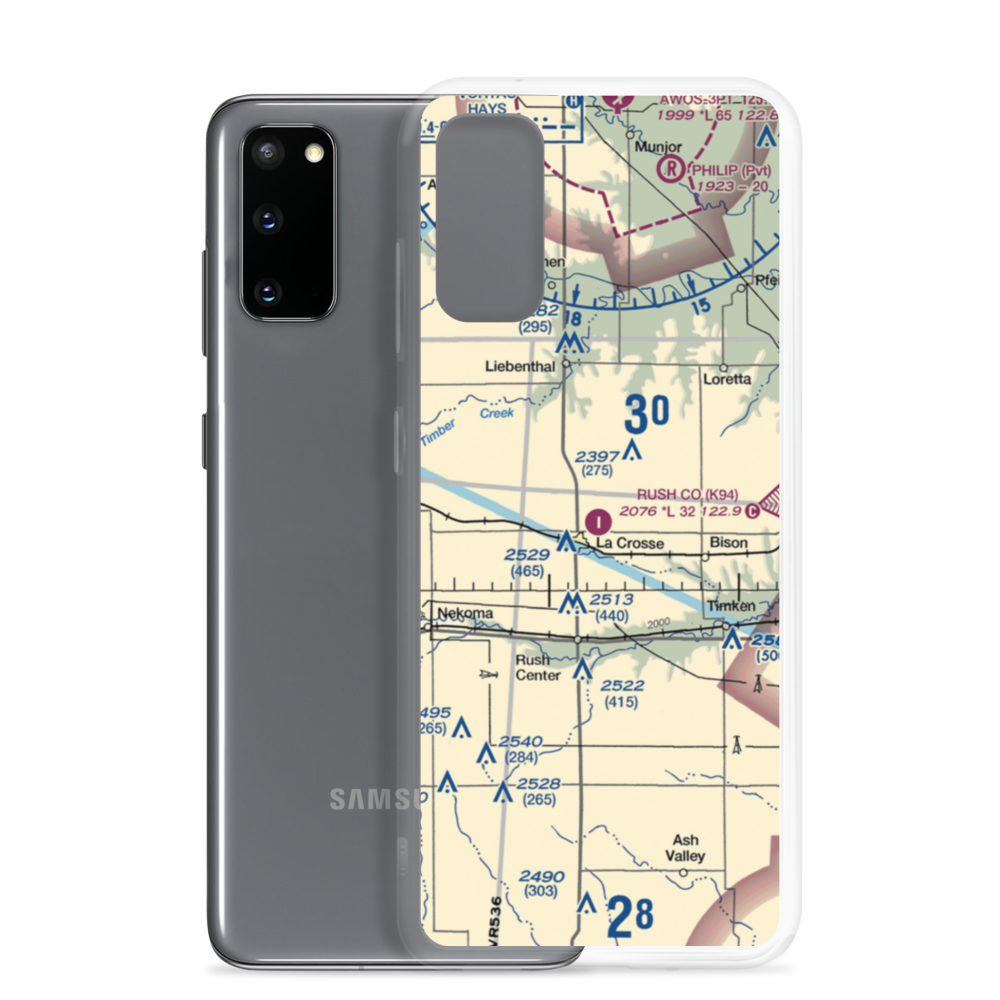 Rush County Airport (K94) VFR Sectional Samsung Case Samsung Galaxy S20 model shown