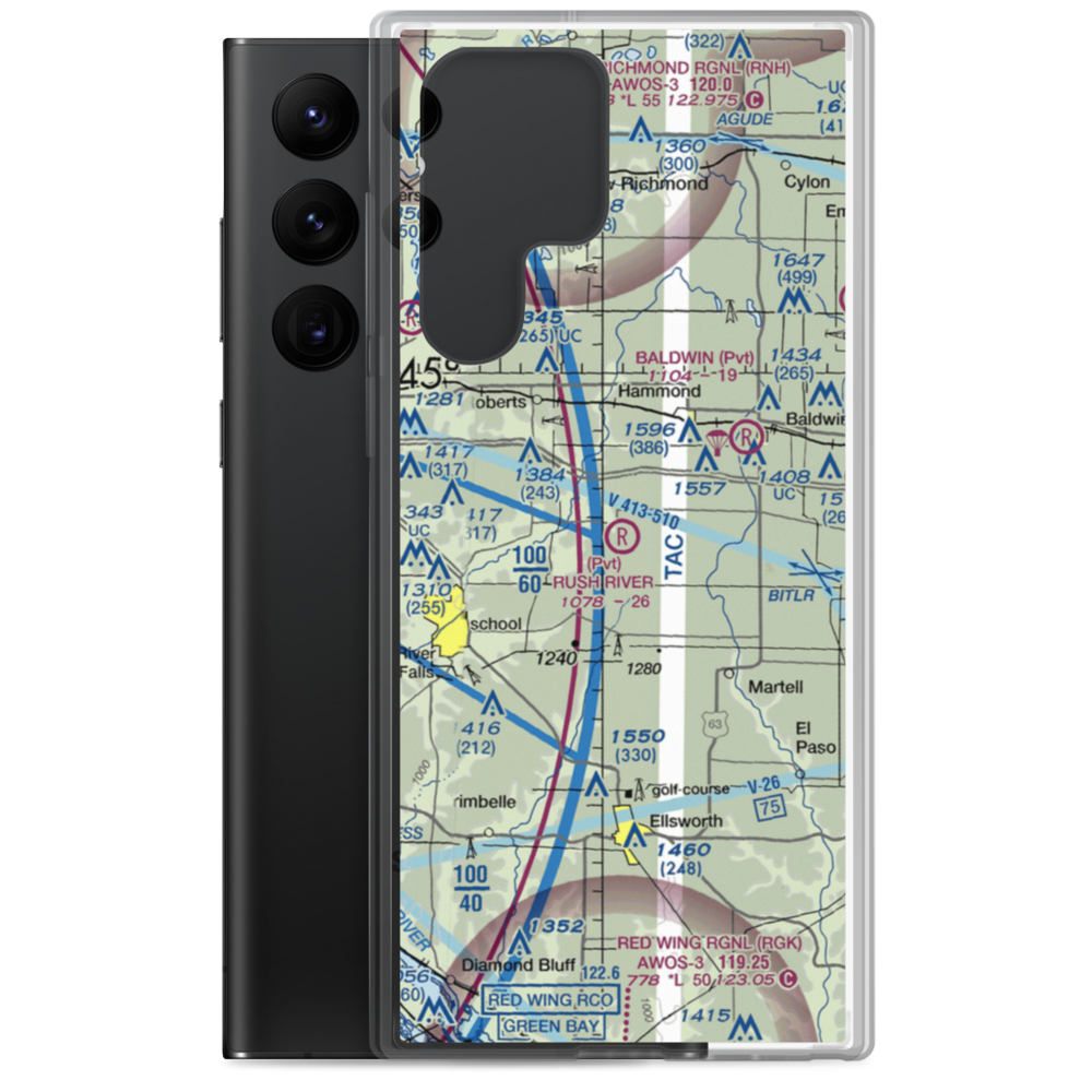 Rush River Airport (WI29) VFR Sectional Samsung Case Samsung Galaxy S22 Ultra model shown