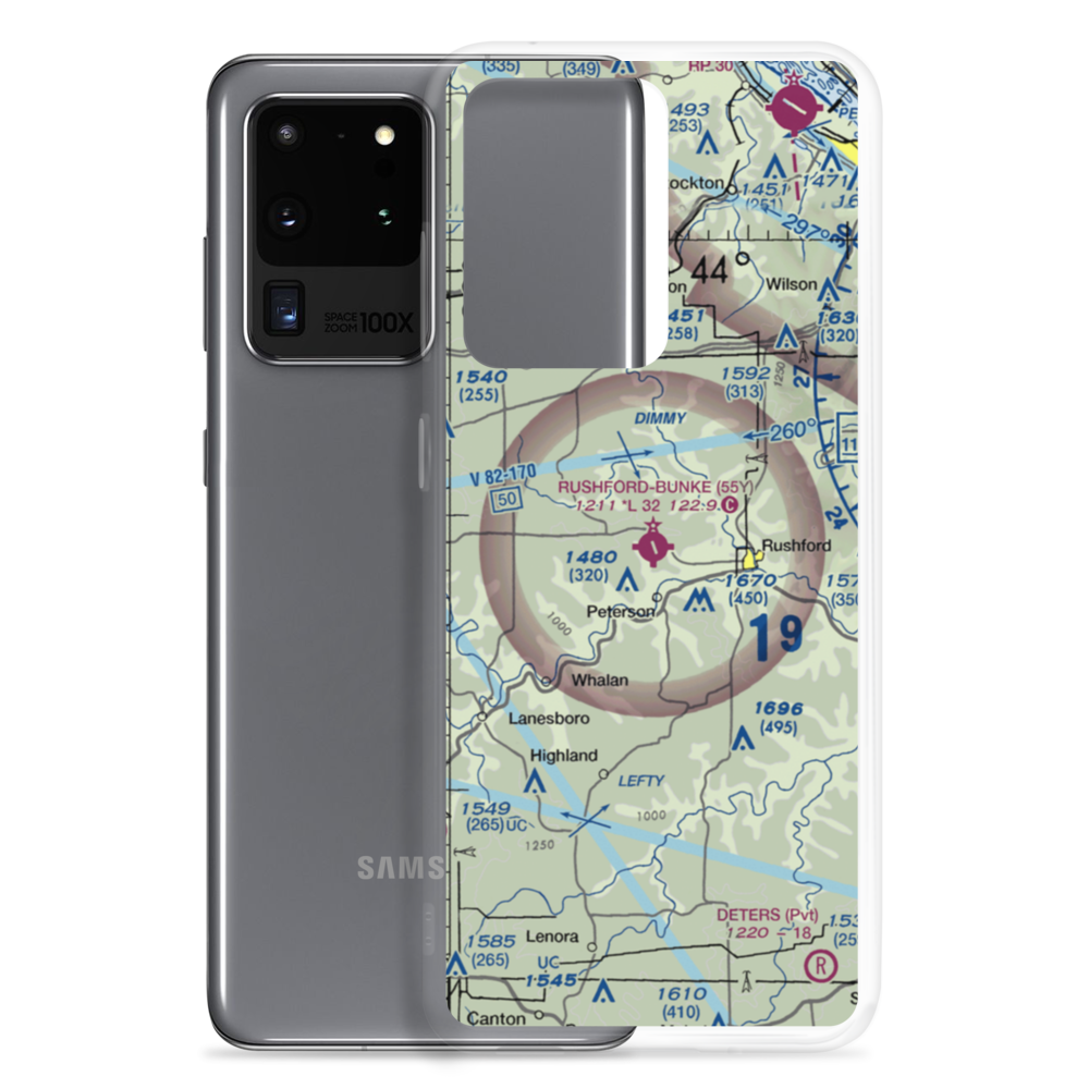 Rushford Municipal Airport - Robert W Bunke Field (55Y) VFR Sectional Samsung Case Samsung Galaxy S20 Ultra model shown