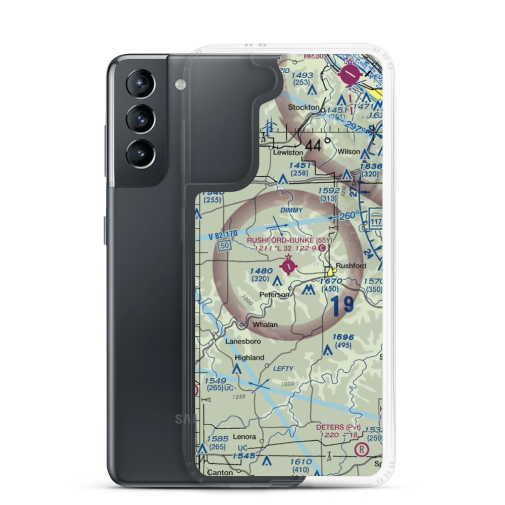 Rushford Municipal Airport - Robert W Bunke Field (55Y) VFR Sectional Samsung Case Samsung Galaxy S21 model shown