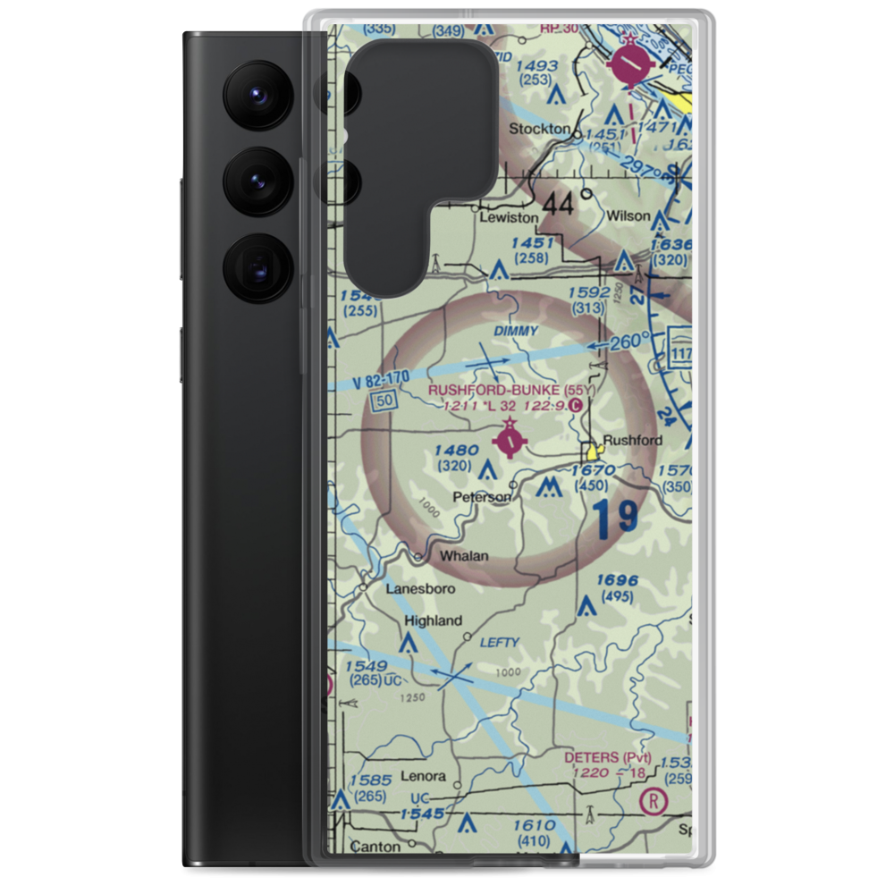 Rushford Municipal Airport - Robert W Bunke Field (55Y) VFR Sectional Samsung Case Samsung Galaxy S22 Ultra model shown