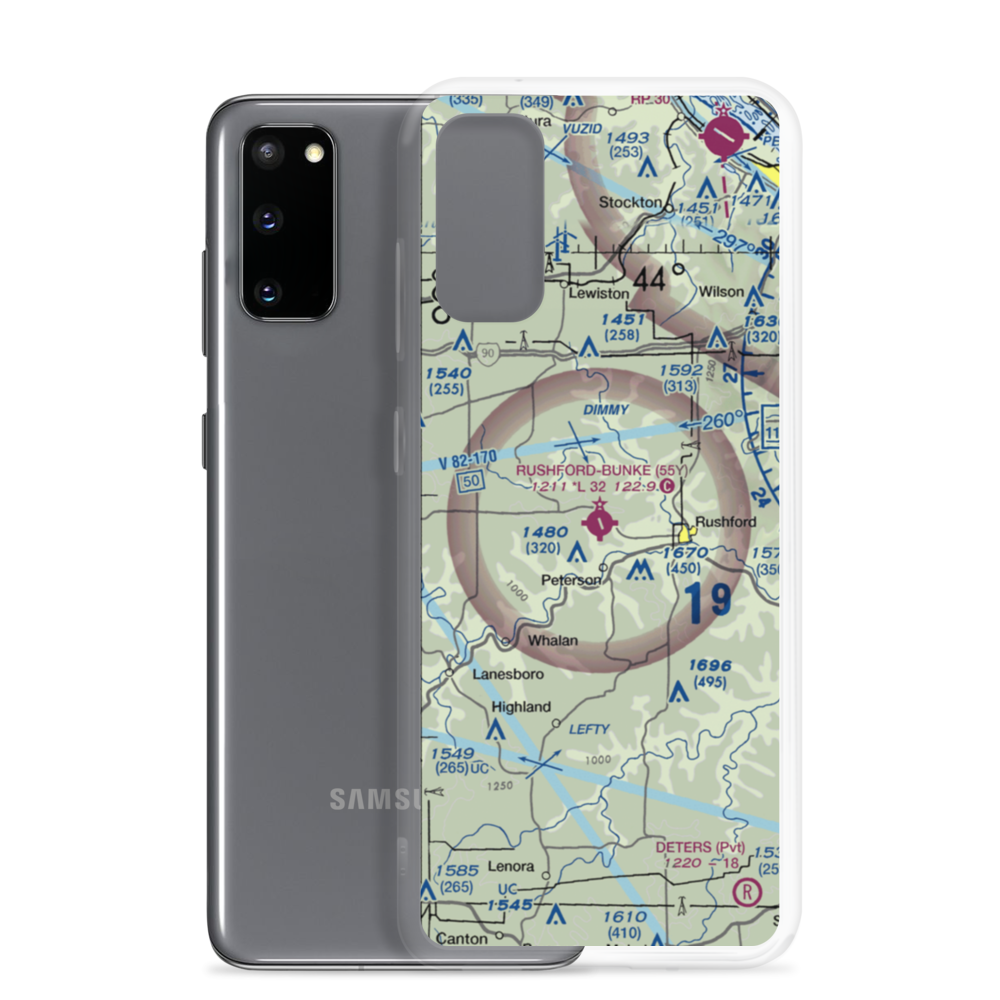 Rushford Municipal Airport - Robert W Bunke Field (55Y) VFR Sectional Samsung Case Samsung Galaxy S20 model shown