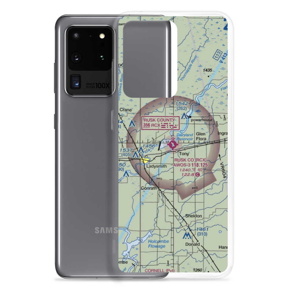 Rusk County Airport (RCX) VFR Sectional Samsung Case Samsung Galaxy S20 Ultra model shown