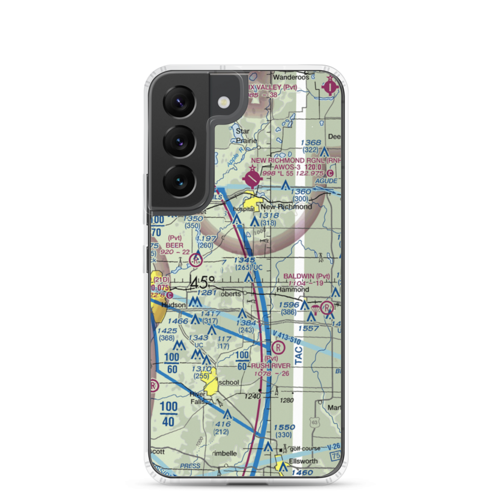 Rusmar Farms Airport (WS41) VFR Sectional Samsung Case Samsung Galaxy S22 model shown