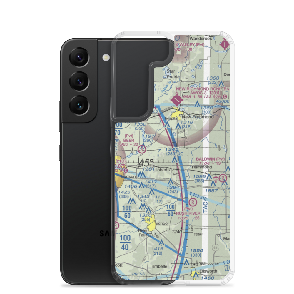 Rusmar Farms Airport (WS41) VFR Sectional Samsung Case Samsung Galaxy S22 model shown