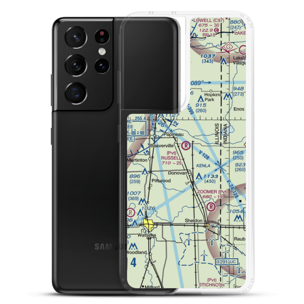 Russell Airport (IS52) VFR Sectional Samsung Case Samsung Galaxy S21 Ultra model shown