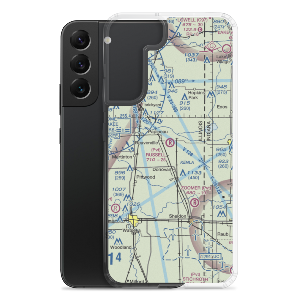 Russell Airport (IS52) VFR Sectional Samsung Case Samsung Galaxy S22 Plus model shown