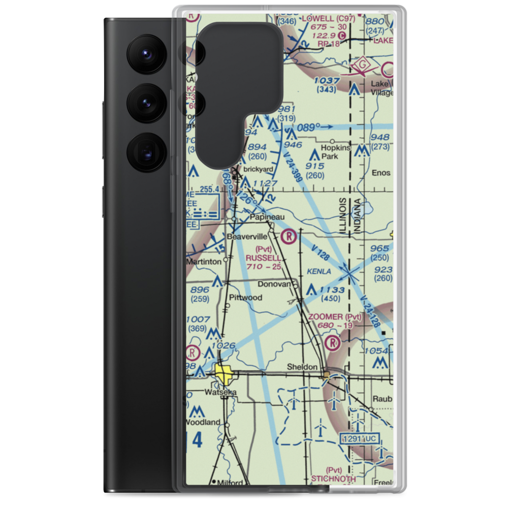 Russell Airport (IS52) VFR Sectional Samsung Case Samsung Galaxy S22 Ultra model shown