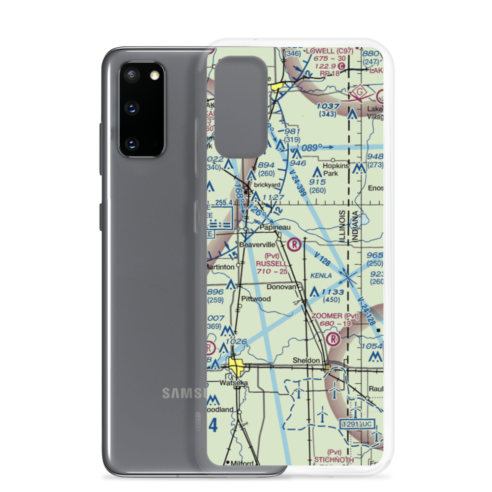 Russell Airport (IS52) VFR Sectional Samsung Case Samsung Galaxy S20 model shown