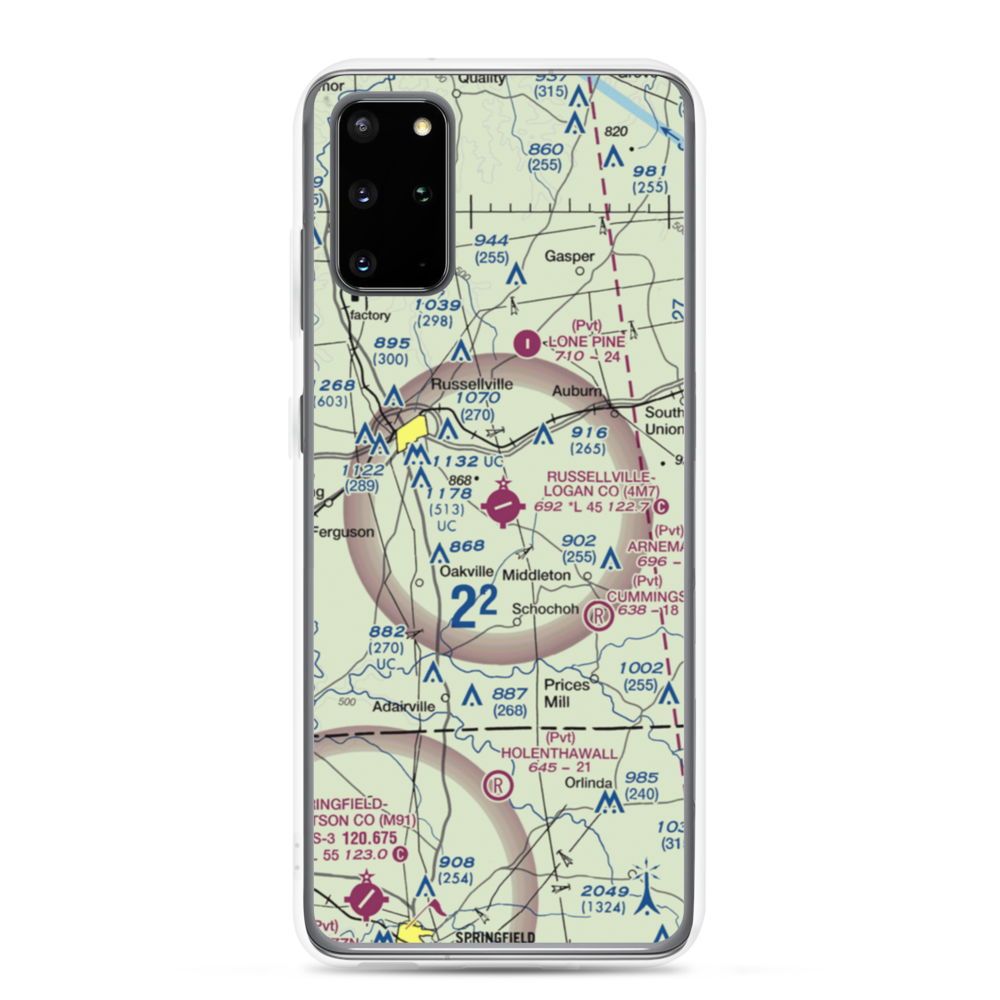 Russellville Logan County Airport (4M7) VFR Sectional Samsung Case Samsung Galaxy S20 Plus model shown
