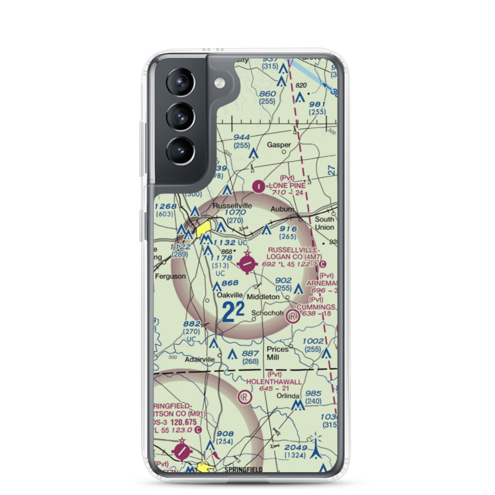 Russellville Logan County Airport (4M7) VFR Sectional Samsung Case Samsung Galaxy S21 model shown