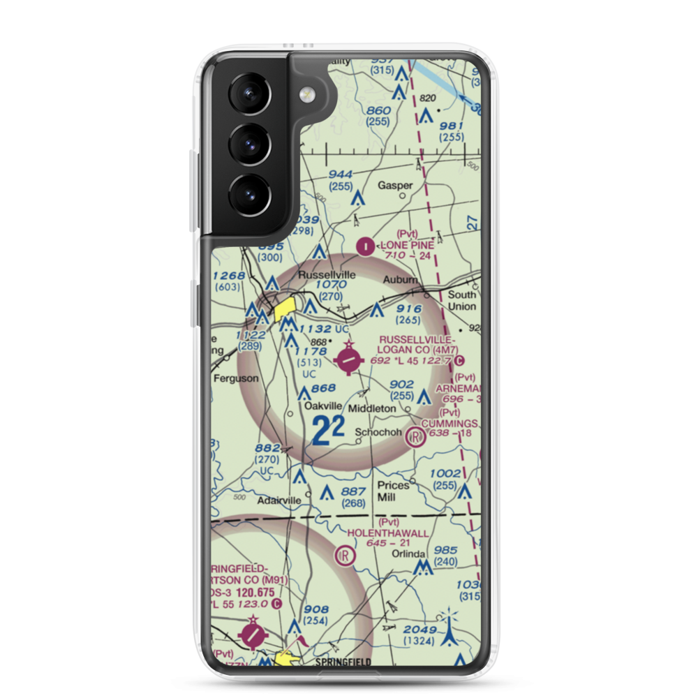 Russellville Logan County Airport (4M7) VFR Sectional Samsung Case Samsung Galaxy S21 Plus model shown