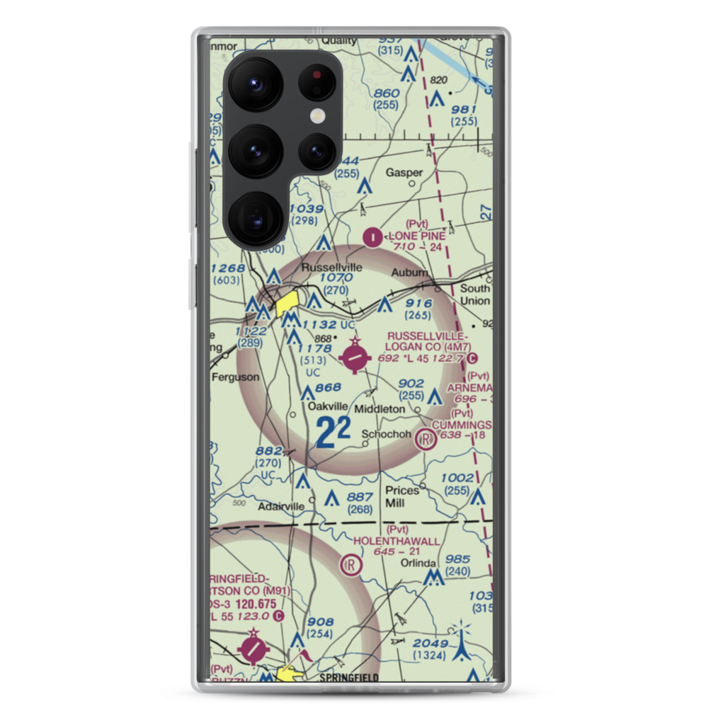 Russellville Logan County Airport (4M7) VFR Sectional Samsung Case Samsung Galaxy S22 Ultra model shown