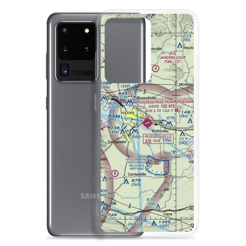 Russellville Regional Airport (RUE) VFR Sectional Samsung Case Samsung Galaxy S20 Ultra model shown