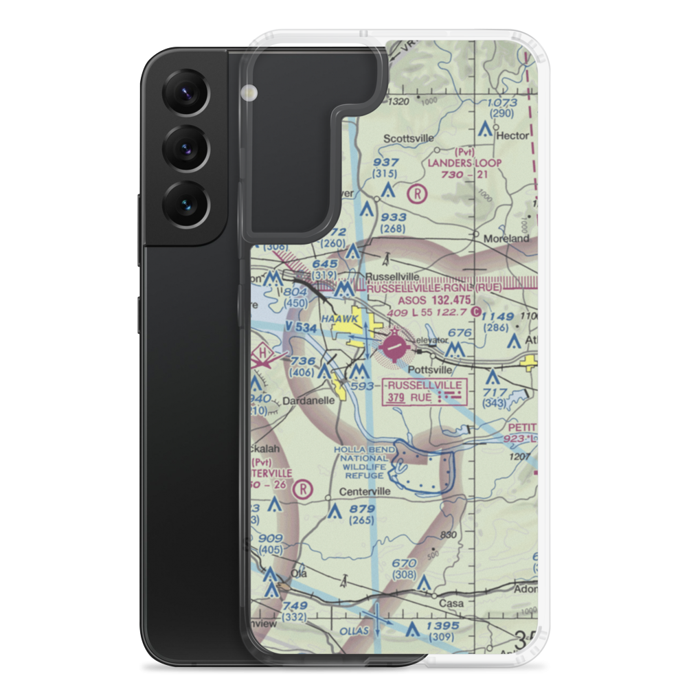 Russellville Regional Airport (RUE) VFR Sectional Samsung Case Samsung Galaxy S22 Plus model shown