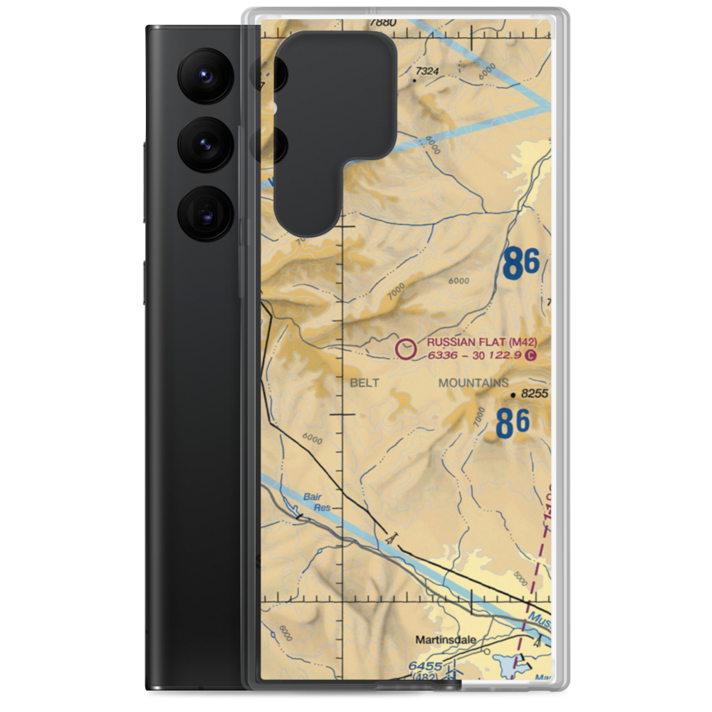 Russian Flat Airport (M42) VFR Sectional Samsung Case Samsung Galaxy S22 Ultra model shown