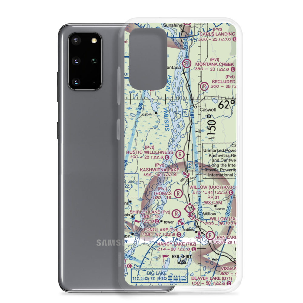 Rustic Wilderness Airport (02AK) VFR Sectional Samsung Case Samsung Galaxy S20 Plus model shown