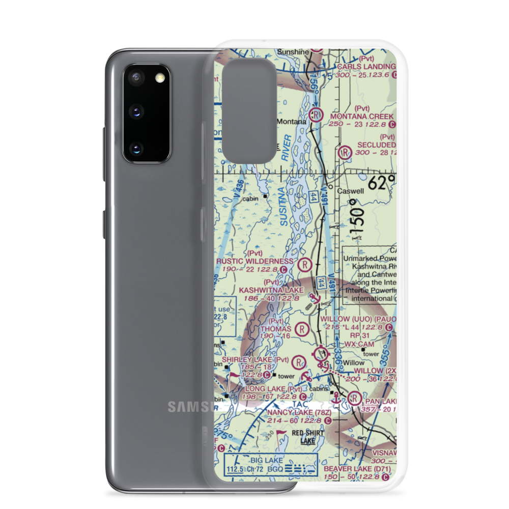 Rustic Wilderness Airport (02AK) VFR Sectional Samsung Case Samsung Galaxy S20 model shown