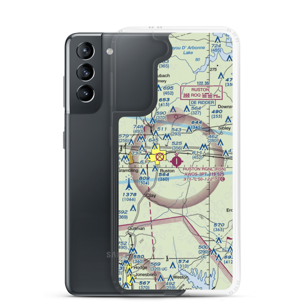 Ruston Regional Airport (RSN) VFR Sectional Samsung Case Samsung Galaxy S21 model shown