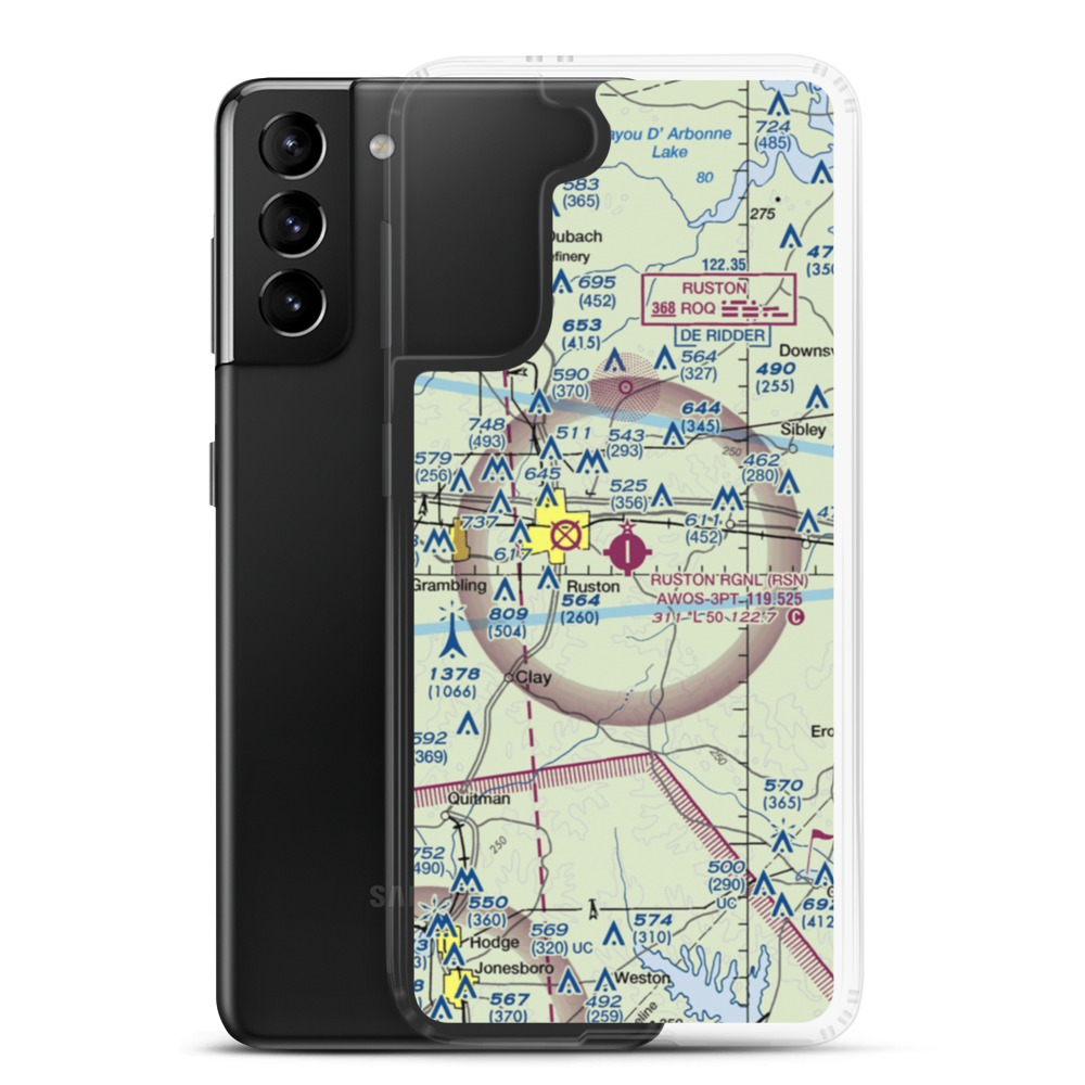 Ruston Regional Airport (RSN) VFR Sectional Samsung Case Samsung Galaxy S21 Plus model shown