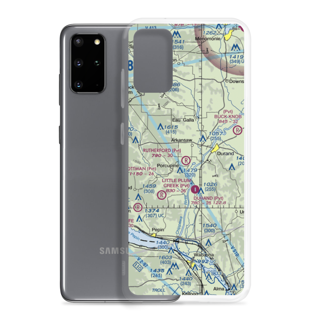 Rutherford Airport (28WI) VFR Sectional Samsung Case Samsung Galaxy S20 Plus model shown