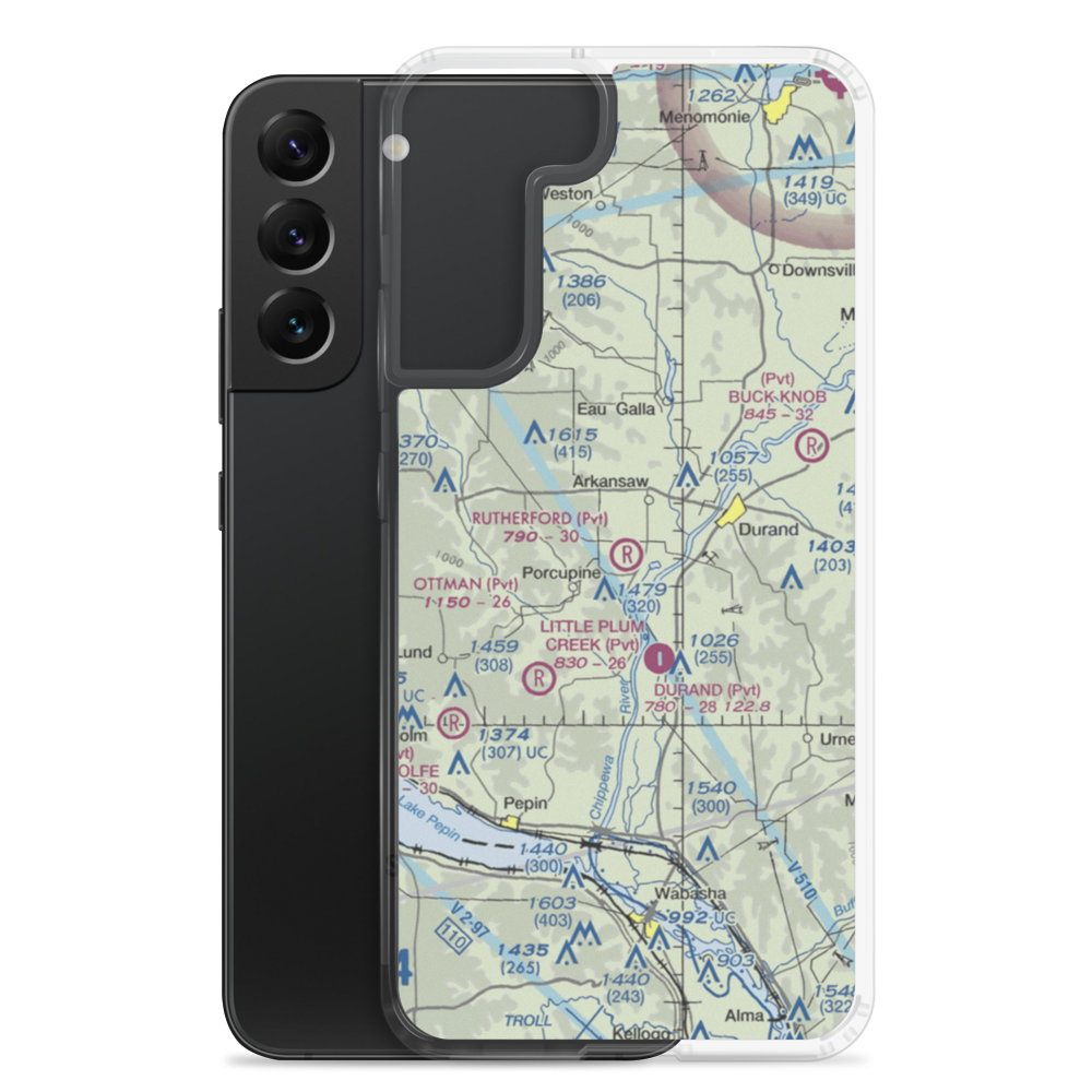 Rutherford Airport (28WI) VFR Sectional Samsung Case Samsung Galaxy S22 Plus model shown