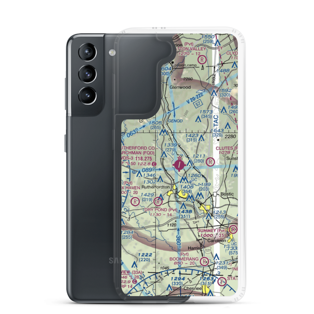 Rutherford County Marchman Field (FQD) VFR Sectional Samsung Case Samsung Galaxy S21 model shown
