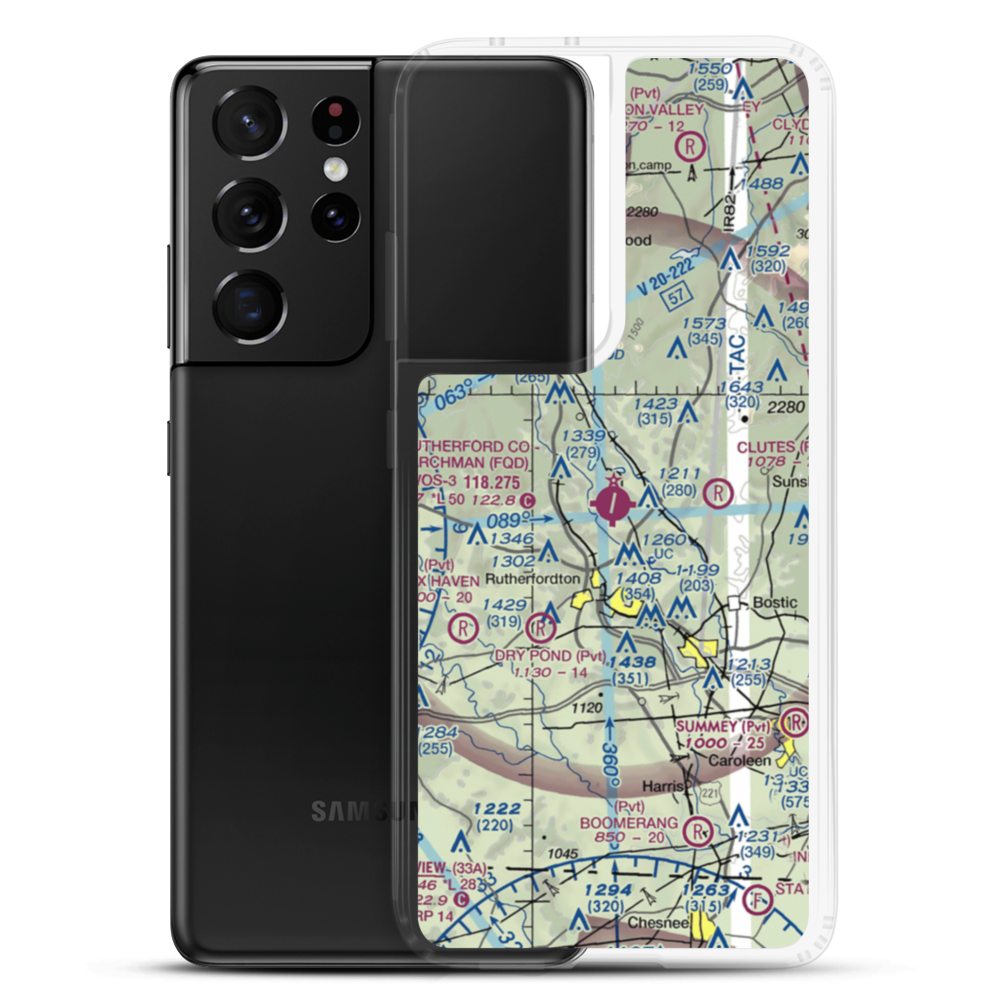 Rutherford County Marchman Field (FQD) VFR Sectional Samsung Case Samsung Galaxy S21 Ultra model shown