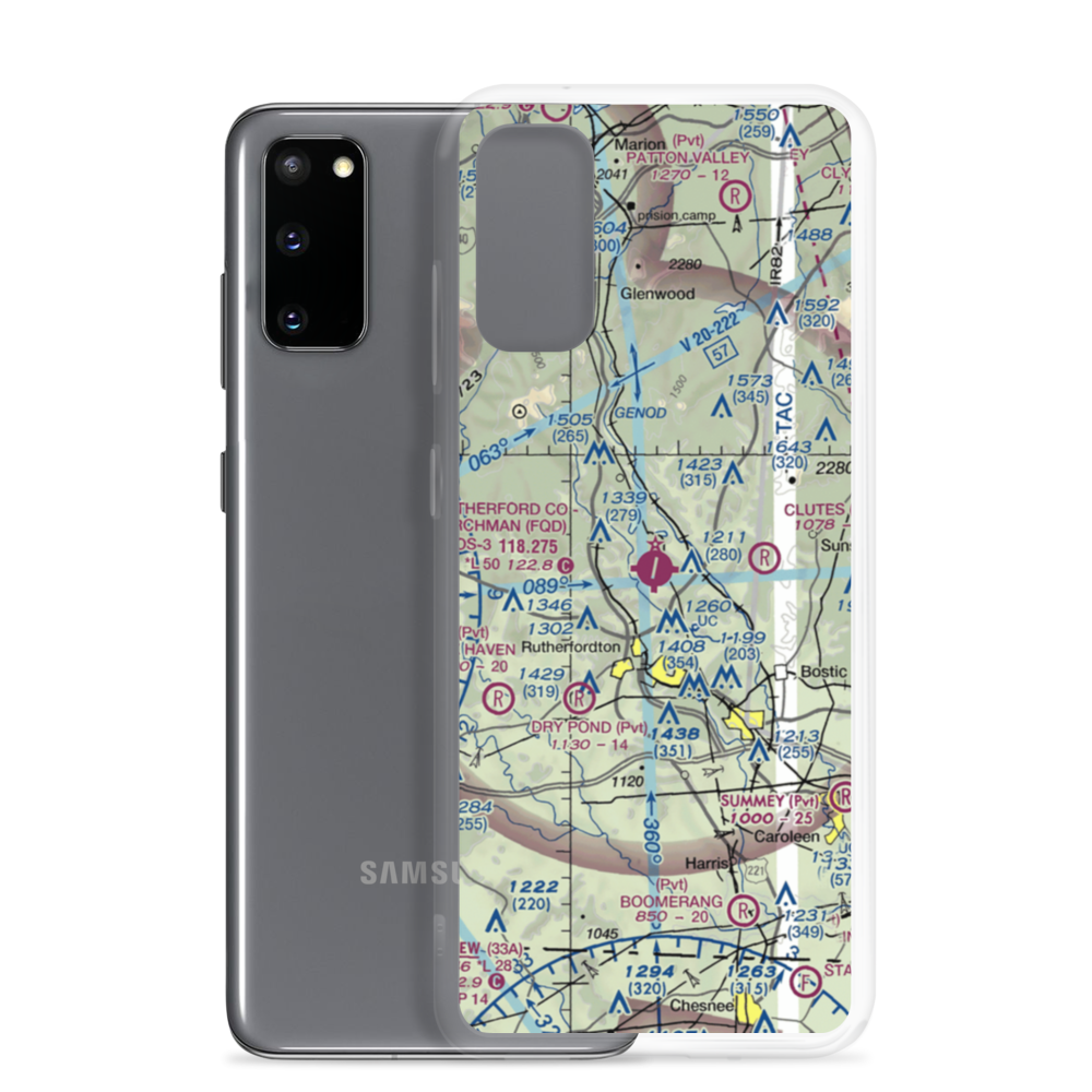 Rutherford County Marchman Field (FQD) VFR Sectional Samsung Case Samsung Galaxy S20 model shown