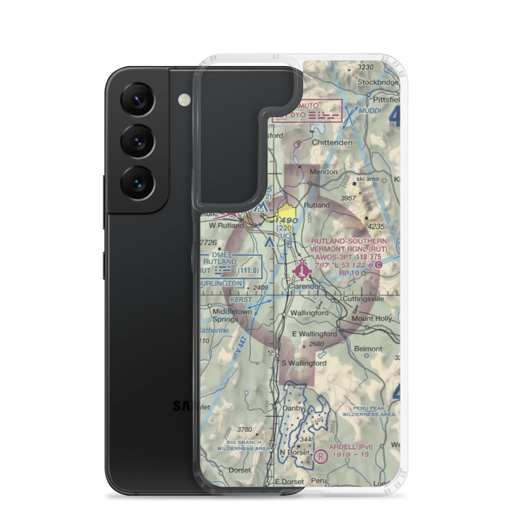 Rutland - Southern Vermont Regional Airport (RUT) VFR Sectional Samsung Case Samsung Galaxy S22 model shown