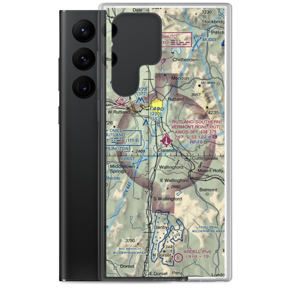 Rutland - Southern Vermont Regional Airport (RUT) VFR Sectional Samsung Case Samsung Galaxy S22 Ultra model shown