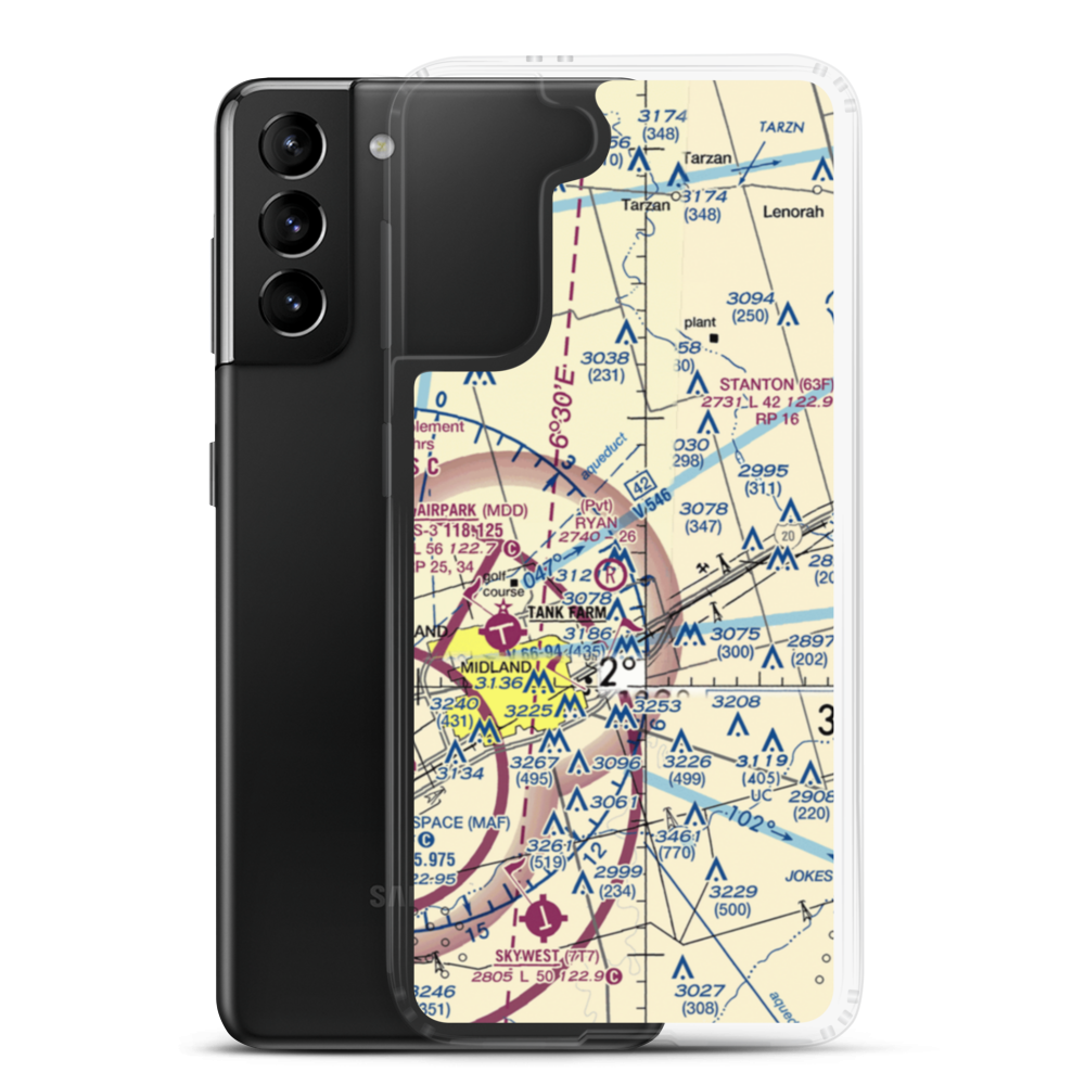 Ryan Aerodrome (7TX7) VFR Sectional Samsung Case Samsung Galaxy S21 Plus model shown