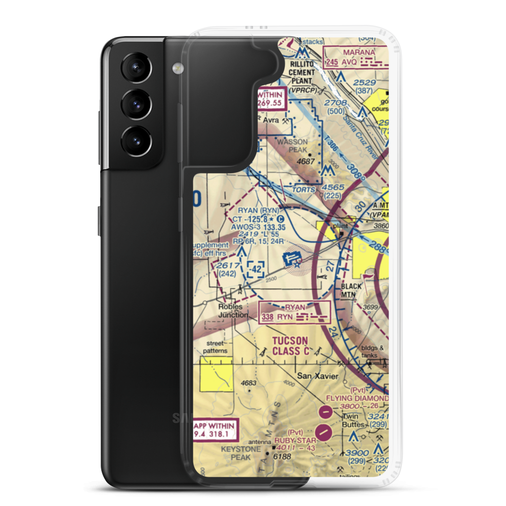 Ryan Field (RYN) VFR Sectional Samsung Case Samsung Galaxy S21 Plus model shown