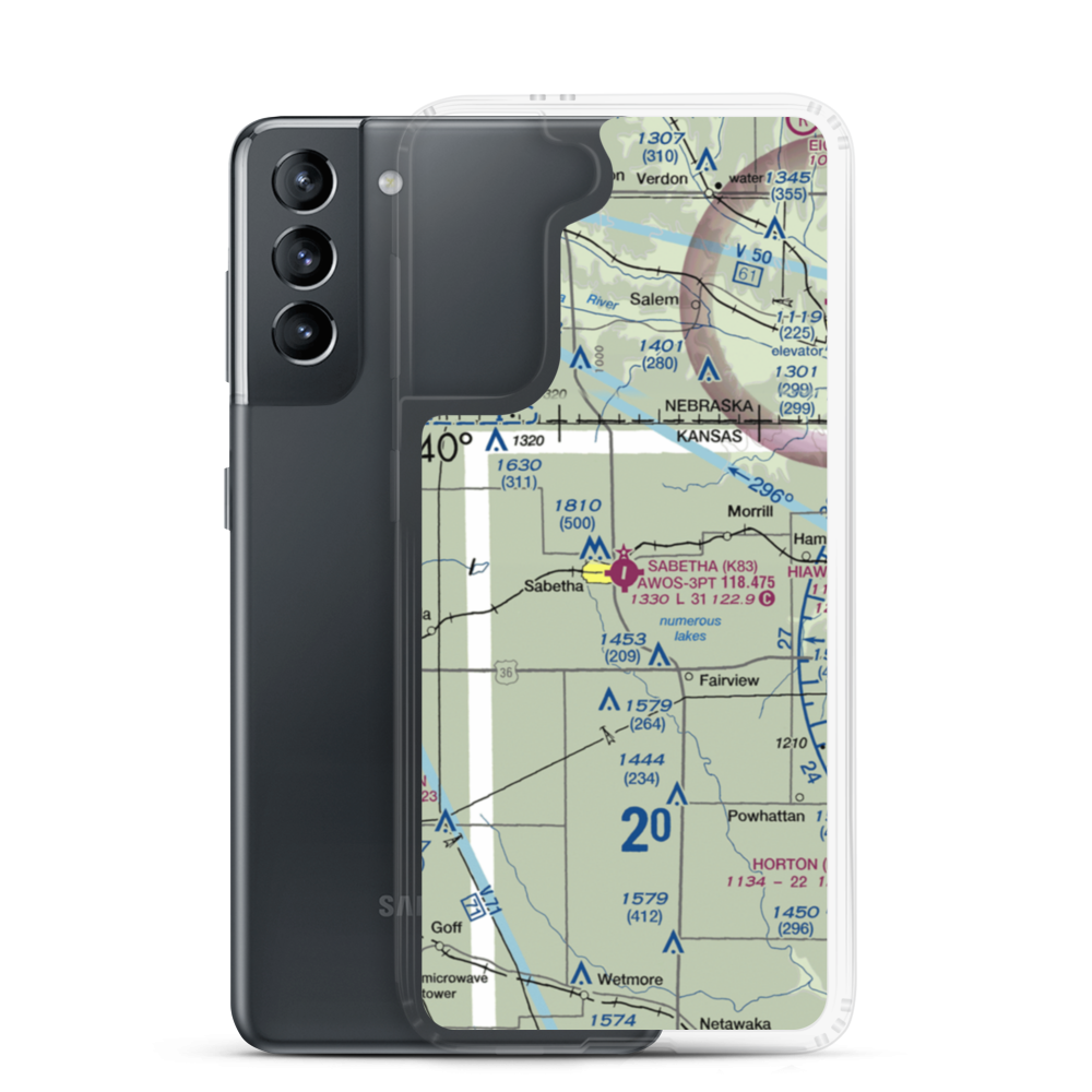 Sabetha Municipal Airport (K83) VFR Sectional Samsung Case Samsung Galaxy S21 model shown