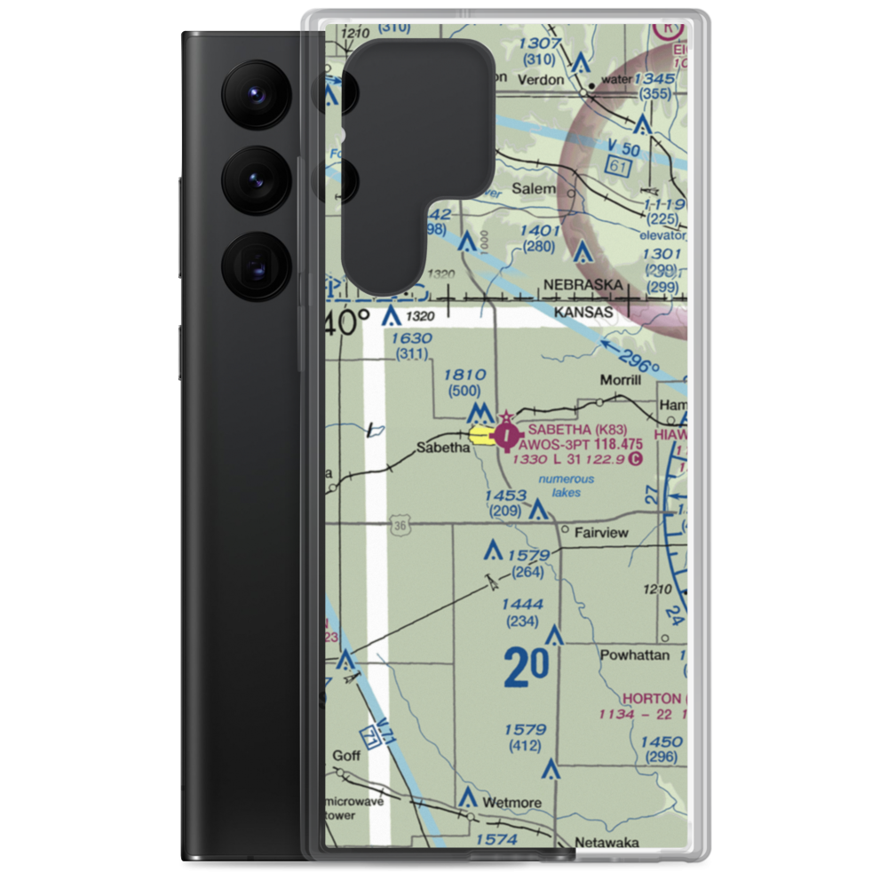Sabetha Municipal Airport (K83) VFR Sectional Samsung Case Samsung Galaxy S22 Ultra model shown