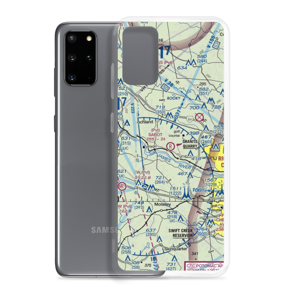 Sabot Airport (1VA0) VFR Sectional Samsung Case Samsung Galaxy S20 Plus model shown