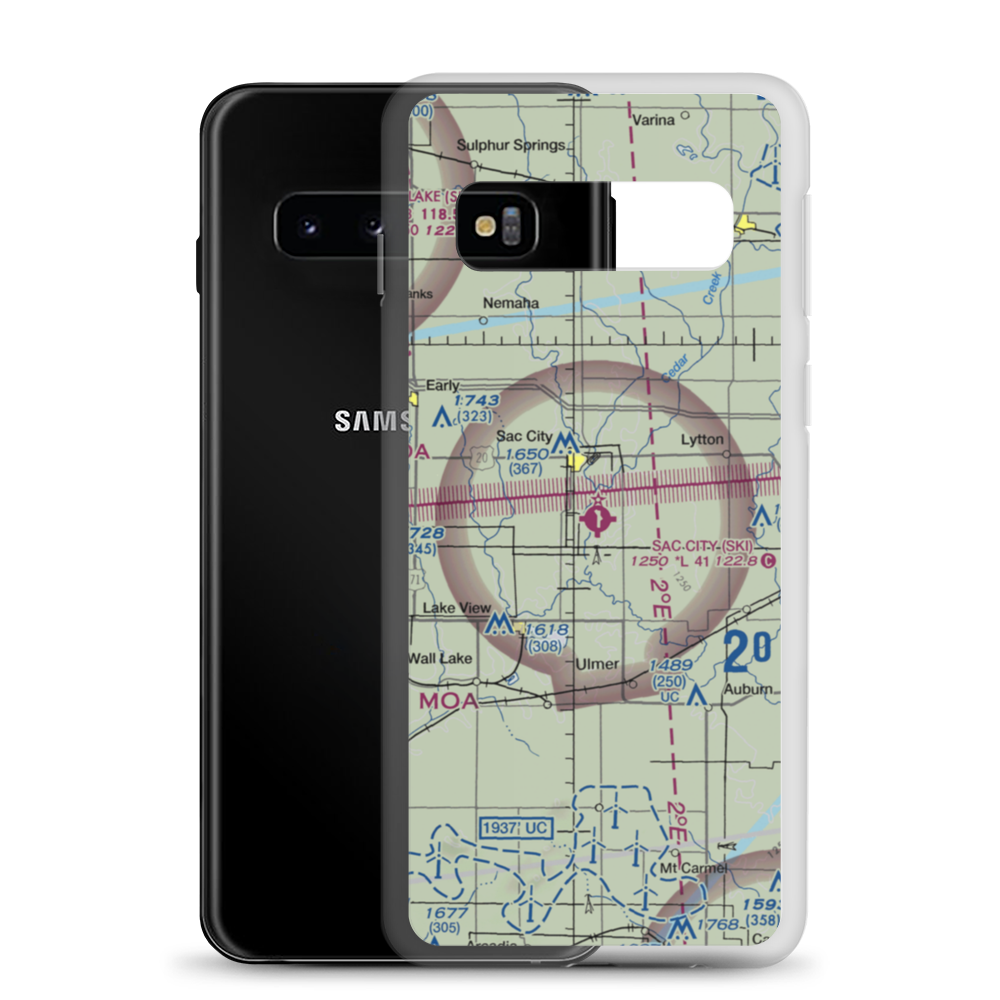 Sac City Municipal Airport (SKI) VFR Sectional Samsung Case Samsung Galaxy S10 model shown