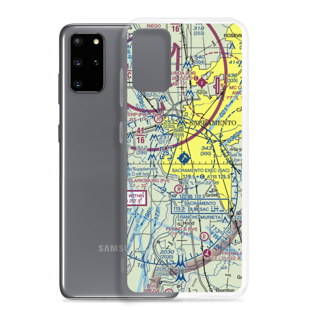 Sacramento Executive Airport (SAC) VFR Sectional Samsung Case Samsung Galaxy S20 Plus model shown