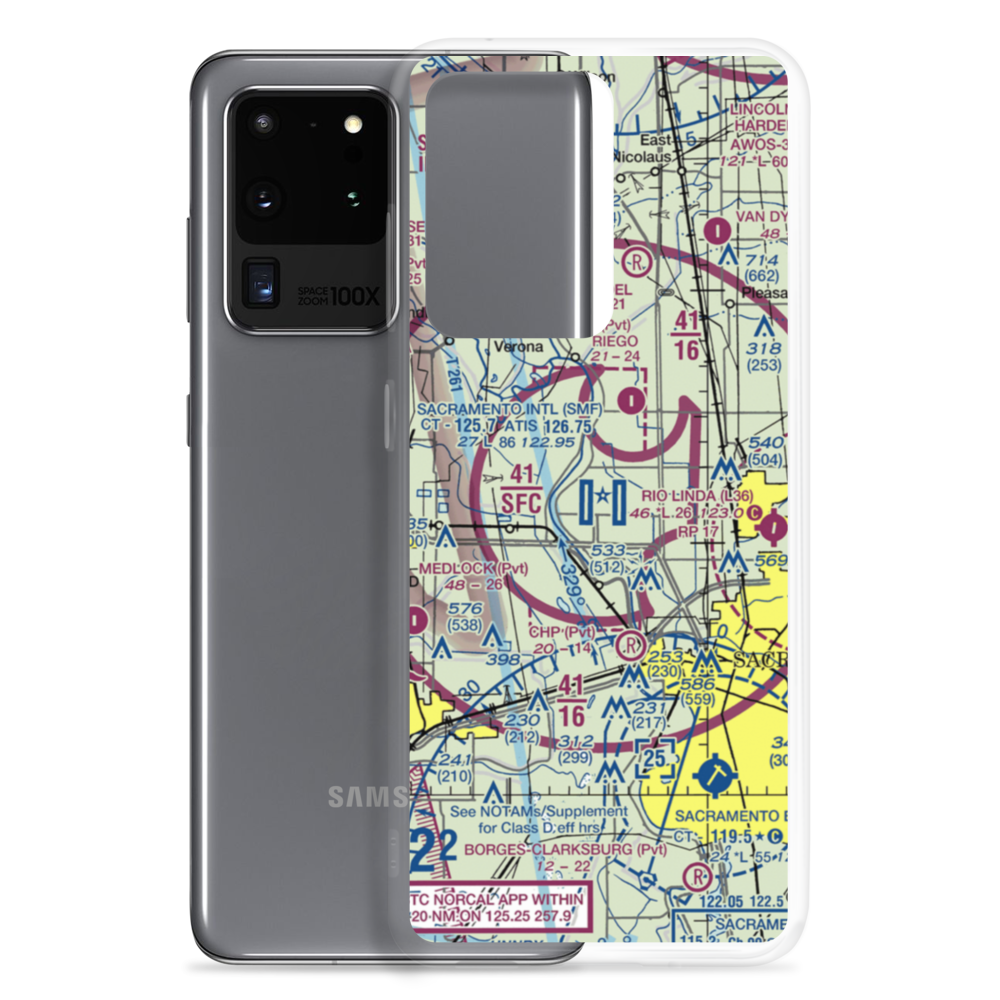 Sacramento International Airport (SMF) VFR Sectional Samsung Case Samsung Galaxy S20 Ultra model shown